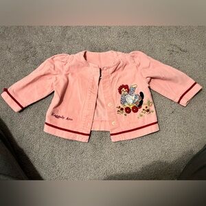 Vintage Classic Raggedy Ann & Andy Pink Embroidered Ann Button Down